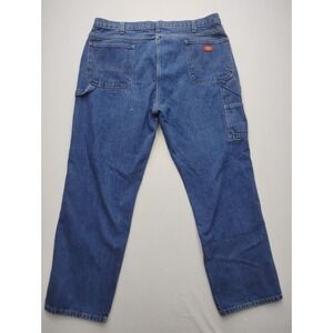 Dickies Carpenter Jeans Size 42x32 Dark Wash Denim Straight Leg Baggy Work Wear